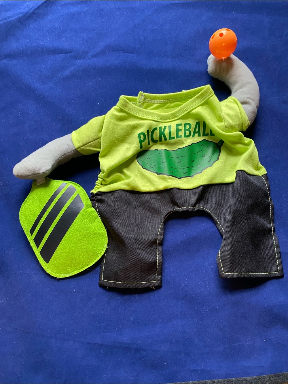Pickleball Plush Dog Outfit with Paddle and Ball - Lime Green & Black Size M